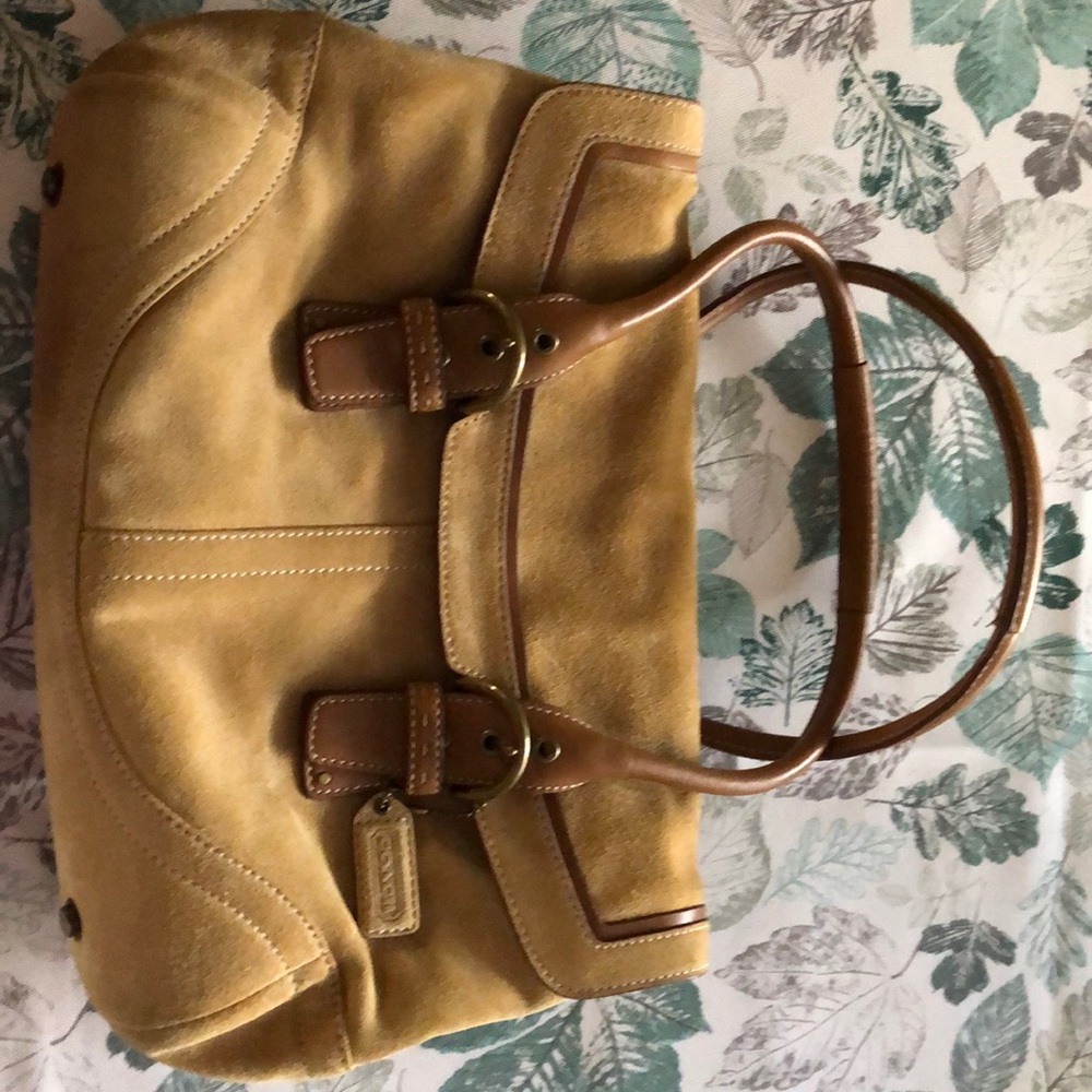 Coach tan suede bag